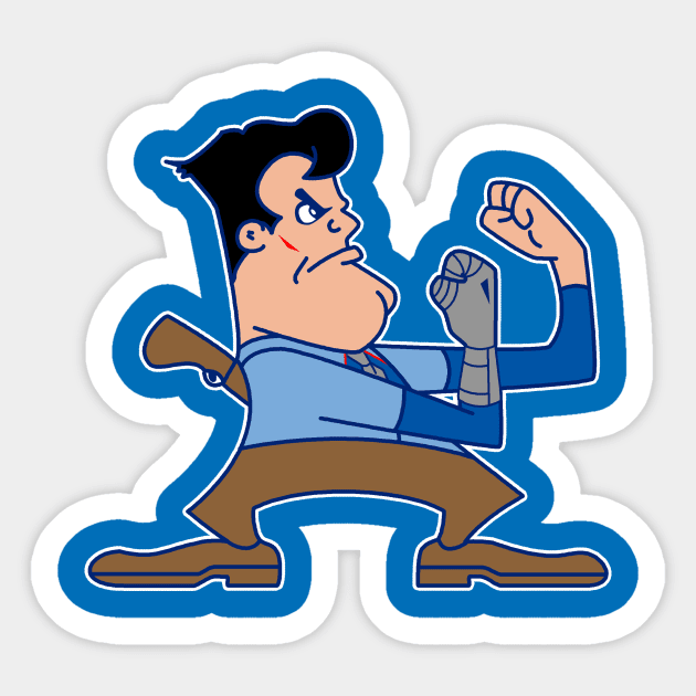 Fighting S-Mart Ash Sticker by cudatron